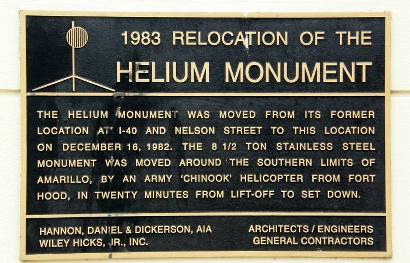 Amarillo Tx -Relocation of the Helium Monument