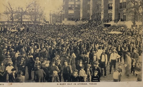 Athens Texas courthouse square filled with people