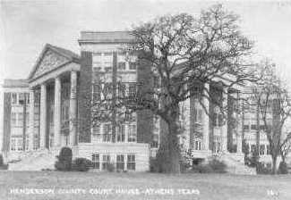 Henderson county courthouse, Athens Texas old post card