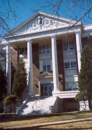Henderson County courthouse showing portico entrance, Athens Texas