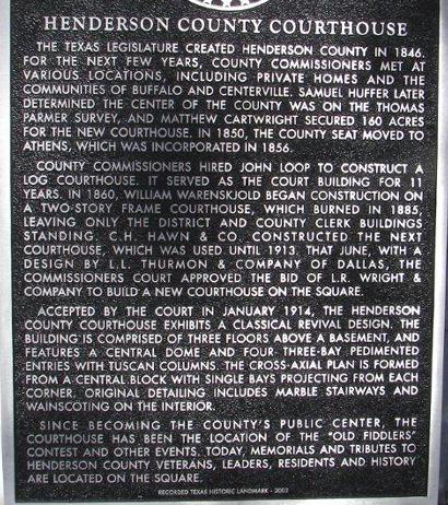TX - Henderson County Courthouse Historical Marker