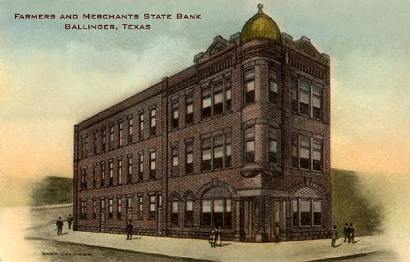 Merchants State Bank, Ballinger, Texas old post card