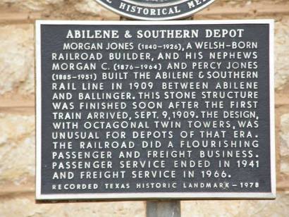 Ballinger Tx - Abilene & Southern Depot Historical Marker