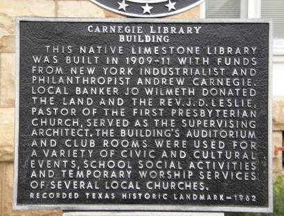 Ballinger Tx - Carnegie Library Building Historical Marker