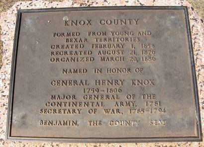 Knox County Texas Centennial Marker