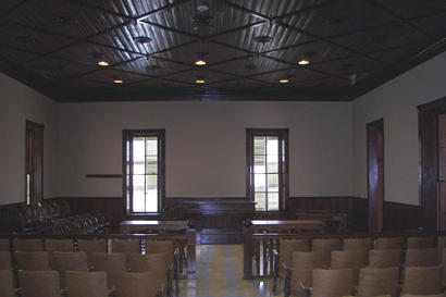 Boerne, Texas - old Kendall County Courthouse curtroom after  restoration
