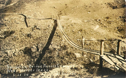 Swinging bridge across Canyon near Borger, Texas