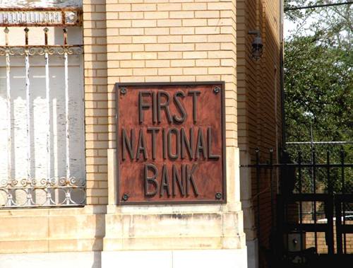 Breckenridge, TX - The old First National  Bank Building sign