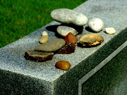 Washington County, Brenham Texas - B'nai Abraham Cemetery,  Stones on tombstone  left by visitors