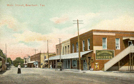 Main Street Brenham, Texas old post card