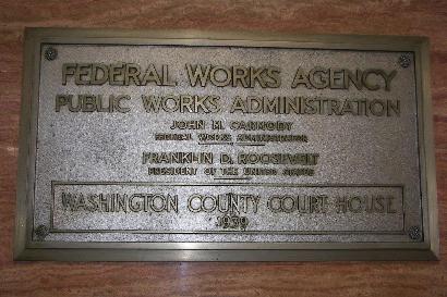 Washington County Courthouse PWA plaque, Brenham, Texas