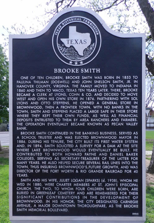 Brownwood Tx - Brooke Smith Historical Marker
