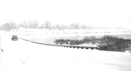 Columbus TX -  Low Water Bridge Snow 1947