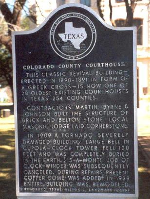 TX - Colorado County Courthouse Historical Marker