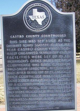 Castro County Courthouse Texas Historical Marker
