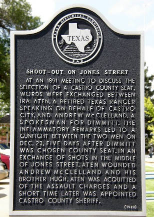 Castro County, Dimmitt, Texas - Shoot-out on Jones Street historical marker
