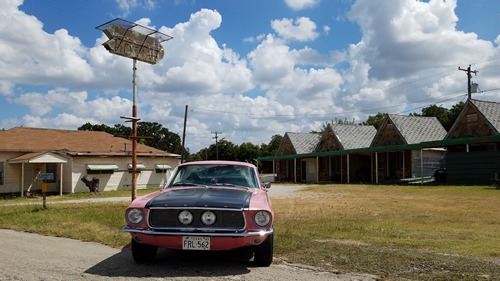 Eastland TX Stone Faced Motel with Neon Sign 