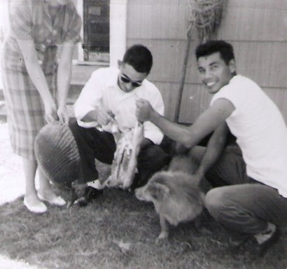 Skinning an Armadillo, Falfurrias, Texas