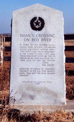 Doan's Crossing on Red River 1936 Texas Centennial marker