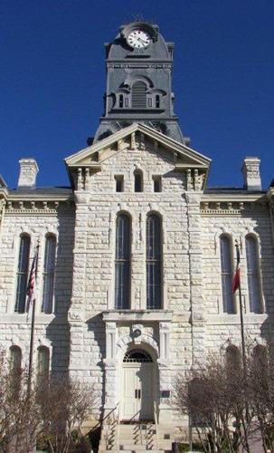 Hood County Courthouse entrance, Granbury, Texas