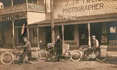 3 cyclists in Granger Texas, vintage photo