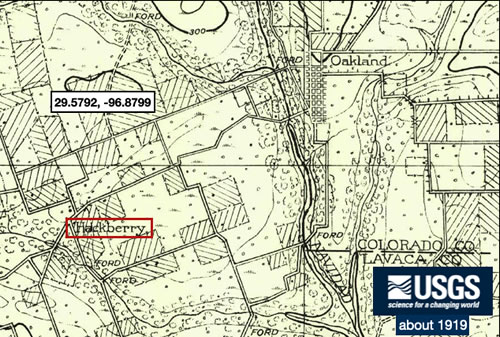 Hackberry TX, Lavaca County, 1919 USGS map