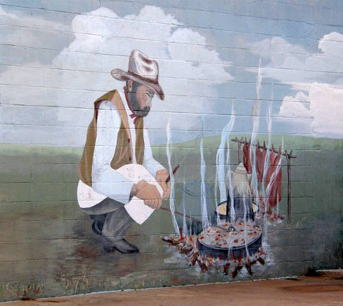 Hale Center Tx Mural - "Western Cuisine" detail