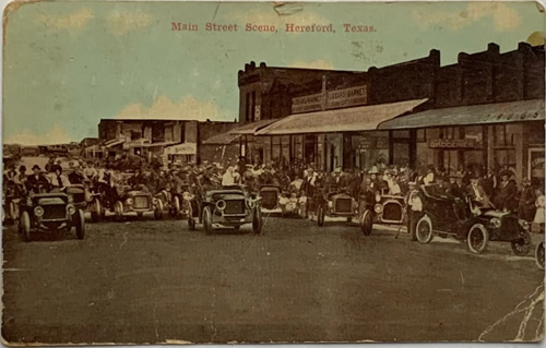 Hereford TX Main Street automobile scene