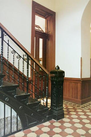 Hill county courthouse iron staircase