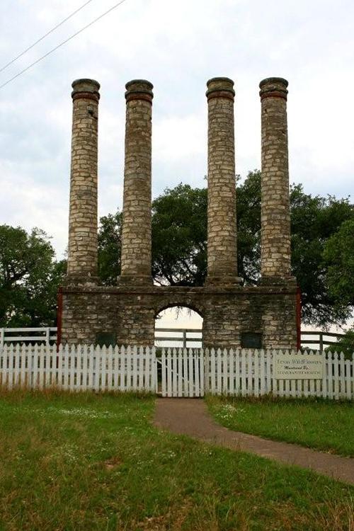 Old Baylor Ruins, columns in Old Baylor Park, Independence Texas