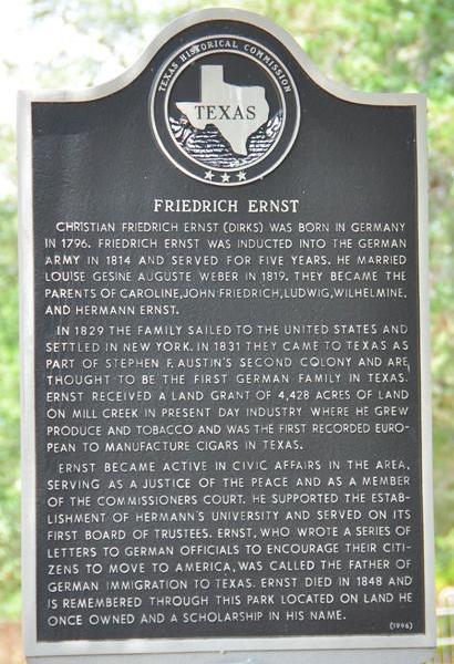 Industry TX - Friedrich Ernst historical marker