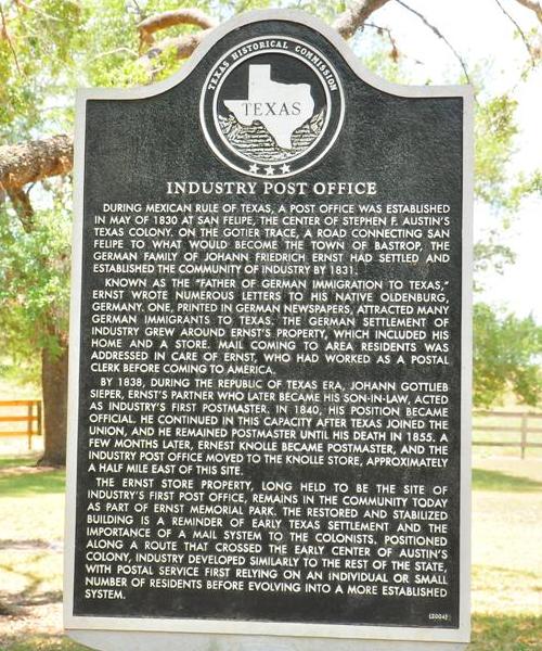 TX - Industry Post Office historical marker