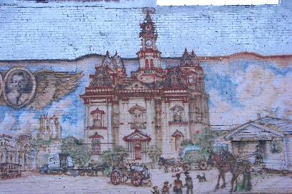 Mural showing Caldwell County Courthouse, Lockhart, Texas