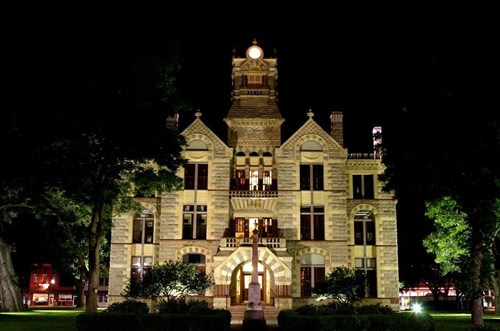 La Grange, TX - Fayette County Courthouse at night