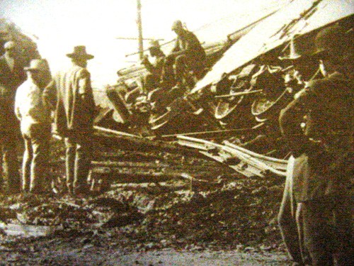 La Grange TX Train Wreck, Man Sitting On Train