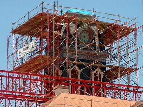 Lampasas County courthouse tower under restoration, Lampasas Texas 2003