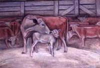 Lampasas Texas post office cow and calf mural