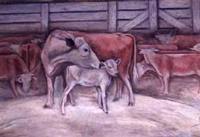 Lampasas Texas post office cow and calf mural