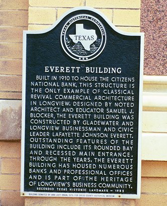 Everett Building historical marker, Longview Texas