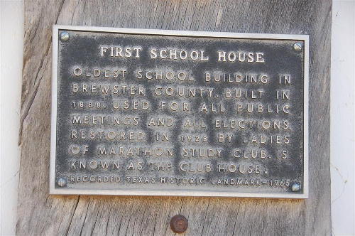 Marathon TX Schoolhouse historical marker