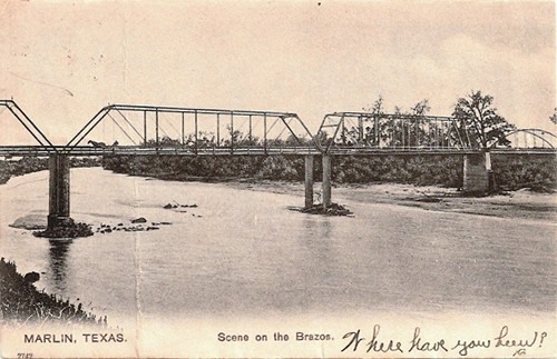 Marlin TX - Brazos River Bridge, Postmarked 1907 