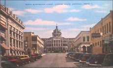 Washington Street, Marshall, Texas looking towards old Harrison County courthouse