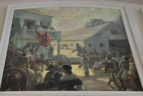McKinney, Texas post office mural – Confederate Company Leaving McKinney, 1934 by Frank Klepper, center panel