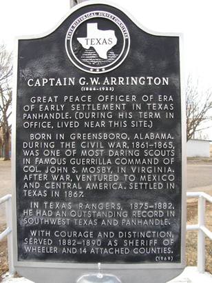 Mobeetie TX - Captain G. W. Arrington historical marker