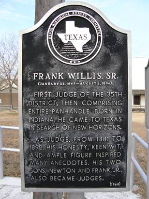 Mobeetie TX - Frank Willis. Sr. historical marker