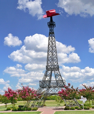 Eiffel Tower Paris Texas Replica with cowboy hat