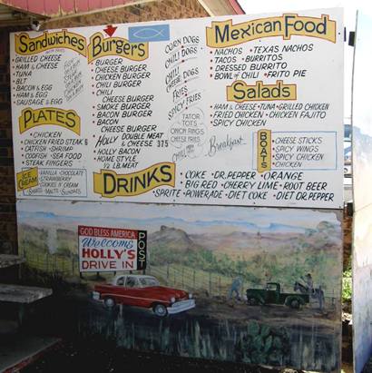 Post Tx -Holly's Drive In Menu