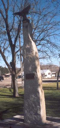 Terrell County courthouse eagle  on pillar, Sanderson Texas