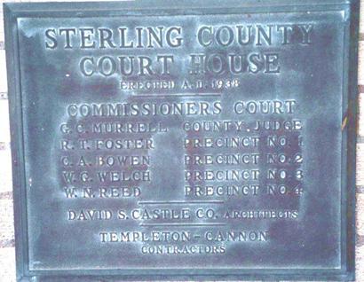 Sterling City Tx - Sterling County Courthouse plaque