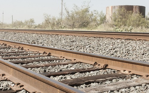 Pumpville TX - Railroad track and water tank